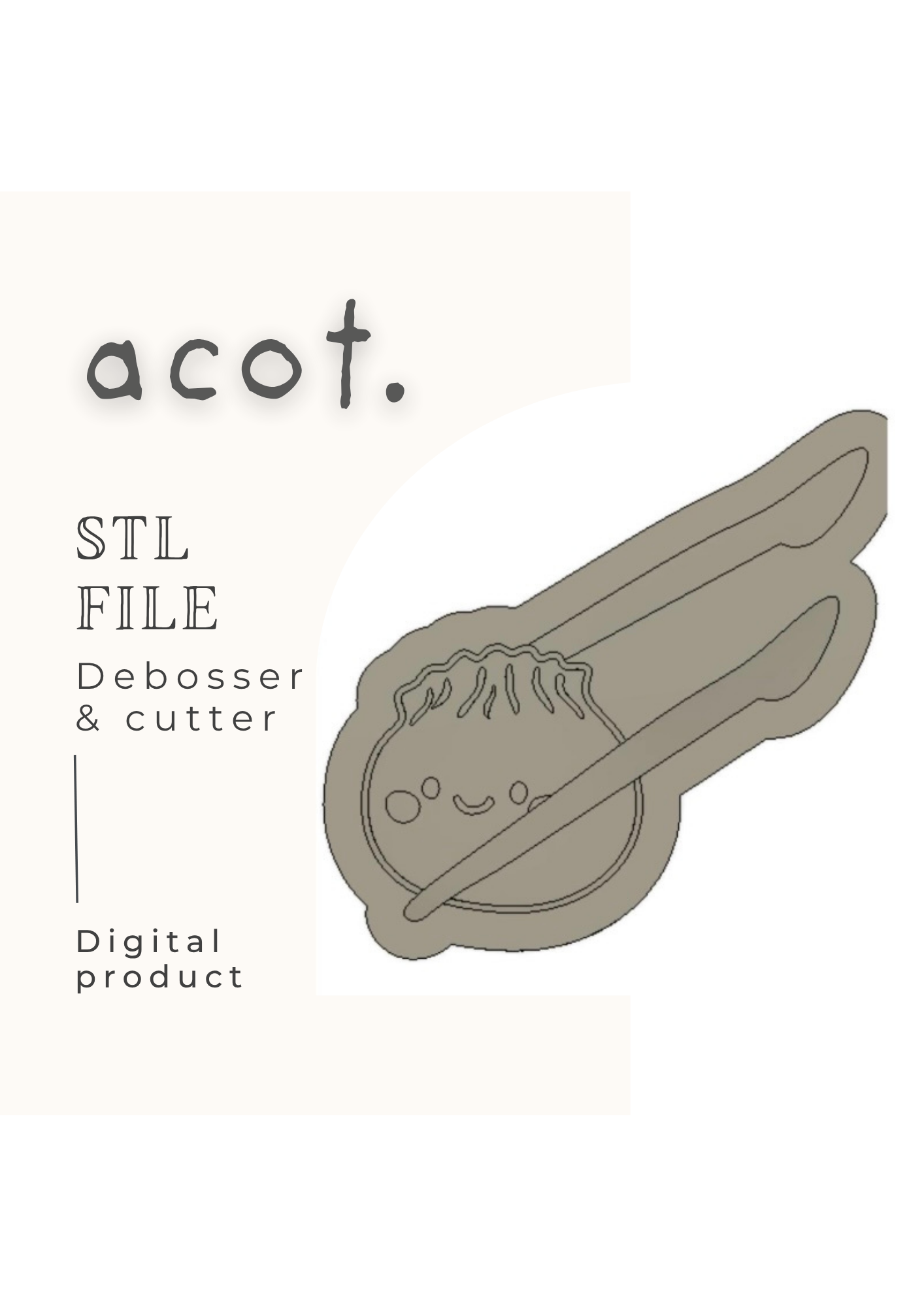 STL FILE Dumpling in chopsticks debosser and cutter